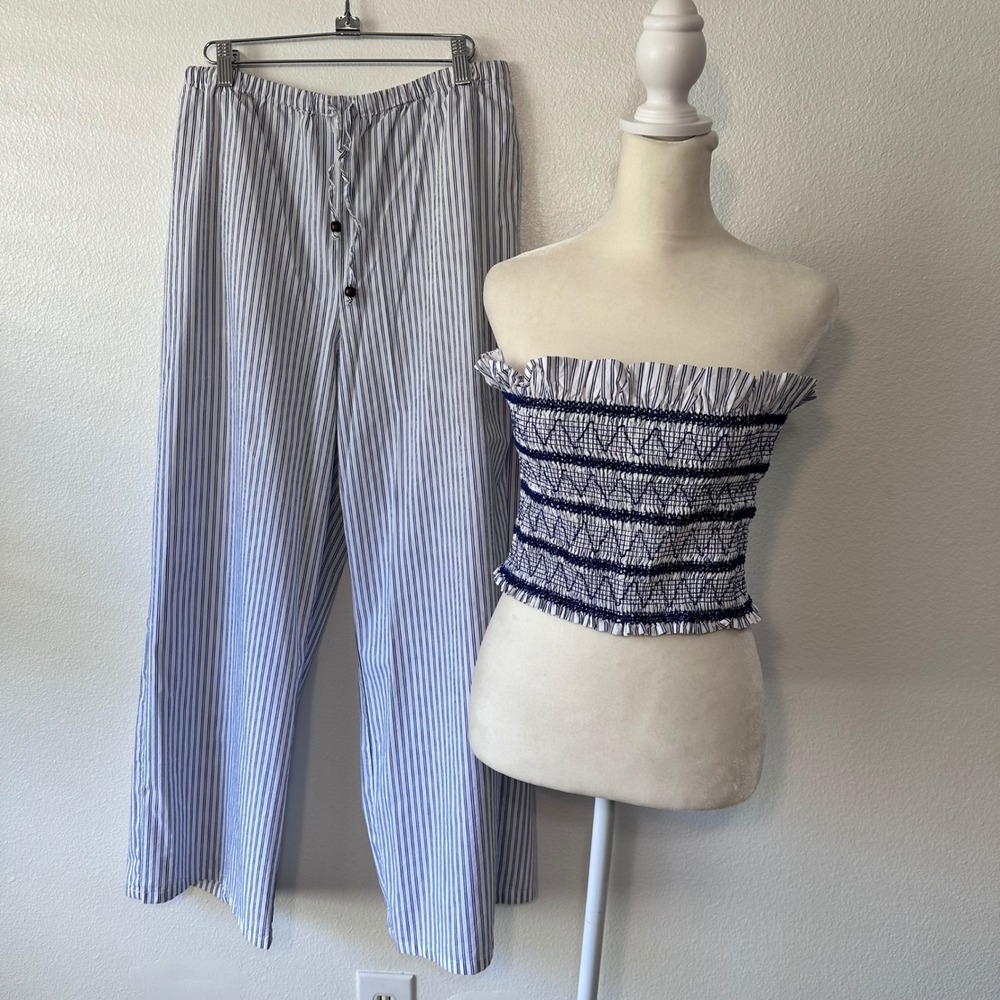 Christian Lacroix Blue and White Striped Two-Piece Set